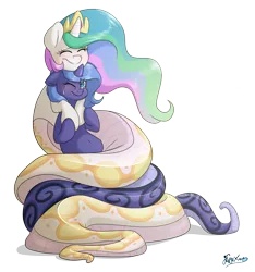 Size: 3000x3200 | Tagged: artist:fluffyxai, belly button, blushing, coiling, coils, crying, derpibooru import, eye clipping through hair, female, filly, high res, hug, lamia, lamiafied, original species, princess celestia, princess luna, royal sisters, s1 luna, safe, siblings, simple background, sisters, smiling, snake, snakelestia, snake pony, species swap, tears of joy, transparent background, woona, younger