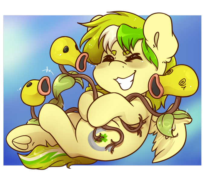 Size: 1024x905 | Tagged: artist:midnightpremiere, bellsprout, derpibooru import, oc, oc:lucky, pokémon, safe