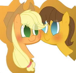 Size: 1280x1224 | Tagged: applejack, artist:mcnuggyy, artist:xsugarcrystalx, art theft, carajack, caramel, derpibooru import, female, male, safe, shipping, straight, trace