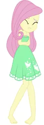 Size: 310x868 | Tagged: safe, artist:marcorois, derpibooru import, editor:thomasfan45, fluttershy, human, equestria girls, equestria girls series, street chic, spoiler:eqg series (season 2), bare shoulders, barefoot, clothes, cold, crossed arms, cute, dress, edited vector, eyes closed, feet, female, freezing, geode of fauna, legs, magical geodes, shivering, shyabetes, simple background, solo, vector, white background