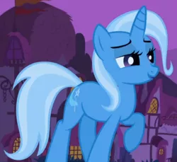 Size: 499x458 | Tagged: safe, derpibooru import, screencap, trixie, pony, unicorn, boast busters, cropped, female, mare, open mouth, raised hoof, solo