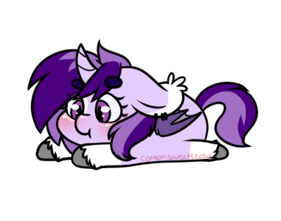 Size: 398x314 | Tagged: safe, artist:cottonsweets, derpibooru import, part of a set, oc, unofficial characters only, alicorn, bat pony, bat pony alicorn, pony, unicorn, bat wings, bean ych, blushing, chibi, commission, eye clipping through hair, horn, lying down, simple background, solo, transparent background, wings, ych result