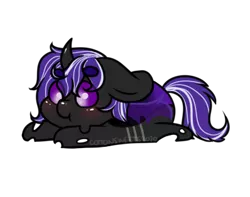 Size: 398x314 | Tagged: artist:cottonsweets, bean ych, blushing, changeling, changeling oc, commission, cute, derpibooru import, eye clipping through hair, oc, part of a set, purple, purple changeling, purple eyes, safe, simple background, solo, transparent background, unofficial characters only, ych result