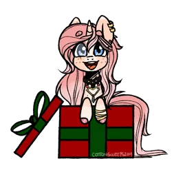 Size: 700x700 | Tagged: safe, artist:cottonsweets, derpibooru import, part of a set, oc, pony, unicorn, accessories, commission, cute, ear piercing, earring, jewelry, piercing, pink, present, simple background, solo, transparent background, ych result