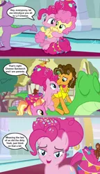 Size: 992x1721 | Tagged: adult, adult spike, artist:silverbuller, cheese sandwich, colt, comic, derpibooru import, edit, edited screencap, gigachad spike, gummy, implied sex, li'l cheese, luster dawn, male, older, older gummy, older pinkie pie, older spike, pinkie pie, safe, screencap, spike, the last problem