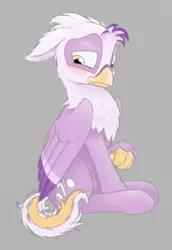 Size: 750x1088 | Tagged: artist:quartz-poker, blushing, classical hippogriff, dead source, derpibooru import, digital art, hippogriff, hippogriff oc, mixed media, no source available, oc, oc:thundersong, pencil drawing, safe, solo, traditional art, unofficial characters only