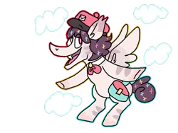 Size: 1032x774 | Tagged: safe, artist:circusfreak, derpibooru import, oc, oc:dandyletters (rigbythememe), unofficial characters only, pegasus, pony, bag, cloud, hat, male, saddle bag, simple background, solo, stallion, transparent background