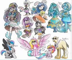 Size: 1280x1073 | Tagged: safe, artist:angiepeggy2114, derpibooru import, oc, oc:destrier, oc:evening light, alicorn, camel, human, pegasus, pony, alicorn oc, clothes, cuphead, deviantart watermark, dress, female, horn, magic wand, male, mare, obtrusive watermark, sketch, sketch dump, sonic the hedgehog (series), stallion, star vs the forces of evil, steven universe, traditional art, undertale, watermark, wings