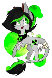 Size: 1024x1535 | Tagged: safe, artist:silveer-moon, derpibooru import, oc, oc:plutonium, ponified, unofficial characters only, earth pony, object pony, original species, pony, cheek fluff, cute, ear piercing, element pony, horns, leonine tail, male, ocbetes, piercing, radioactive, raised hoof, simple background, solo, stallion, transparent background