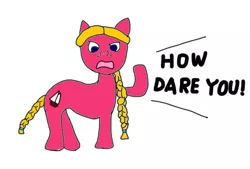 Size: 632x426 | Tagged: artist needed, safe, derpibooru import, ponified, ponified:greta thunberg, pony, 1000 hours in ms paint, caption, female, how dare you?, looking at you, politics, screaming, simple background, solo, text, white background