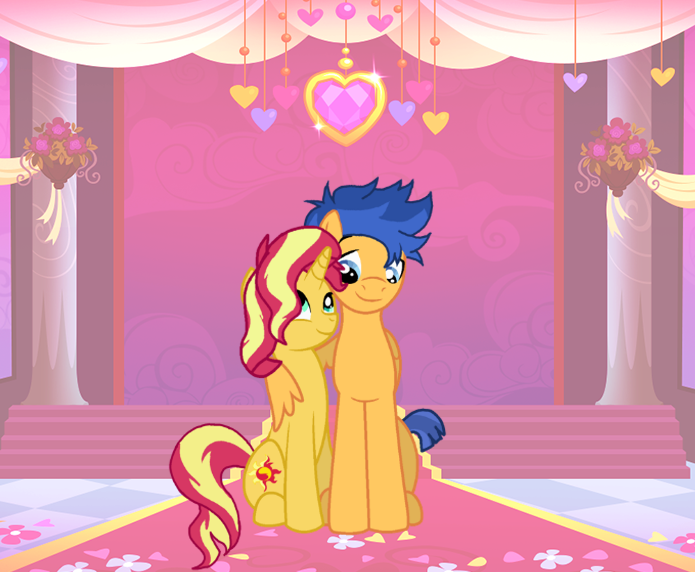 Size: 695x572 | Tagged: safe, artist:bc-ls, derpibooru import, flash sentry, sunset shimmer, pegasus, pony, unicorn, female, flashimmer, hug, looking at each other, male, mare, shipping, stallion, straight, winghug