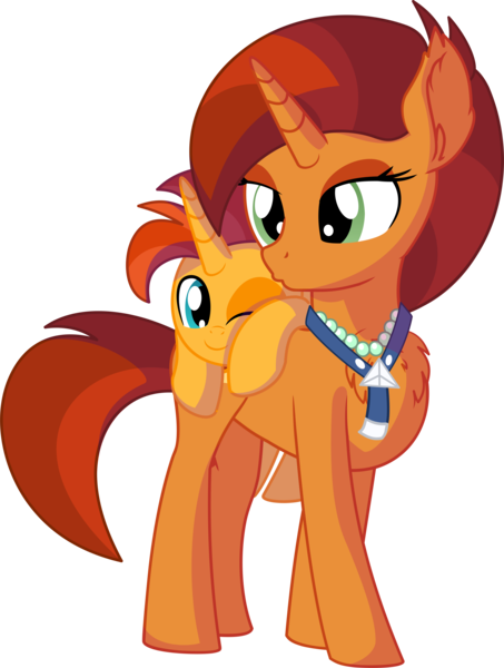 Size: 5667x7512 | Tagged: safe, artist:cyanlightning, derpibooru import, stellar flare, sunburst, pony, unicorn, .svg available, absurd resolution, chest fluff, colt, colt sunburst, cute, duo, ear fluff, female, forehead kiss, kissing, male, mare, mother and child, mother and son, one eye closed, simple background, smiling, sockless stellar flare, sockless sunburst, sunbetes, transparent background, vector, younger