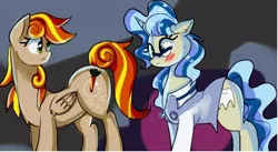 Size: 680x372 | Tagged: safe, artist:xjenn9fusion, author:bigonionbean, derpibooru import, carrot top, derpy hooves, golden harvest, mayor mare, minuette, oc, oc:clumsy carrot, oc:dental authority, earth pony, pegasus, pony, unicorn, blushing, butt, clothes, commissioner:bigonionbean, dat butt, extra thicc, fusion, fusion:clumsy carrot, fusion:dental authority, glasses, meme, plot, thicc ass