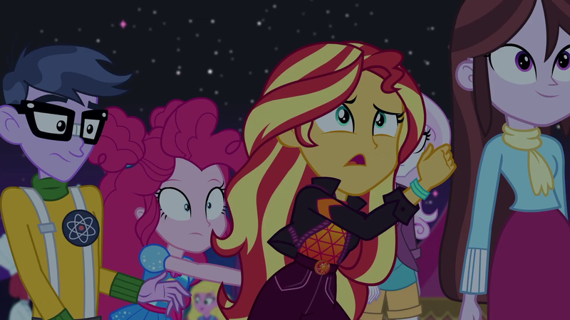 Size: 1920x1080 | Tagged: safe, derpibooru import, screencap, fleur-de-lis, microchips, pinkie pie, sunset shimmer, velvet sky, equestria girls, equestria girls series, sunset's backstage pass!, spoiler:eqg series (season 2)