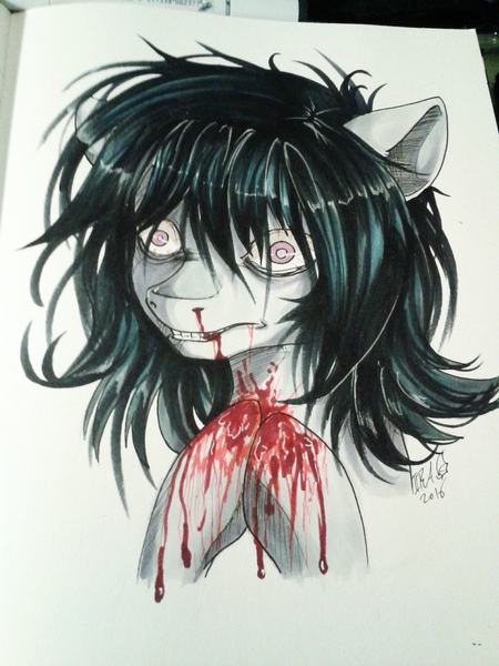 Size: 1920x2560 | Tagged: artist:whitenoiseghost, blood, bust, derpibooru import, grimdark, marker, messy mane, oc, oc:horror vacui, ponysona, portrait, traditional art