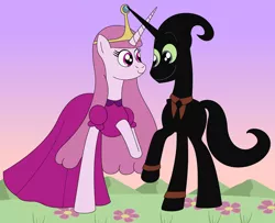 Size: 3880x3144 | Tagged: adventure time, cartoon network, couple, derpibooru import, female, having fun, husband and wife, male, mare, married couple, nergal, nergal and princess bubblegum, princess bubblegum, safe, shipping, stallion, the grim adventures of billy and mandy