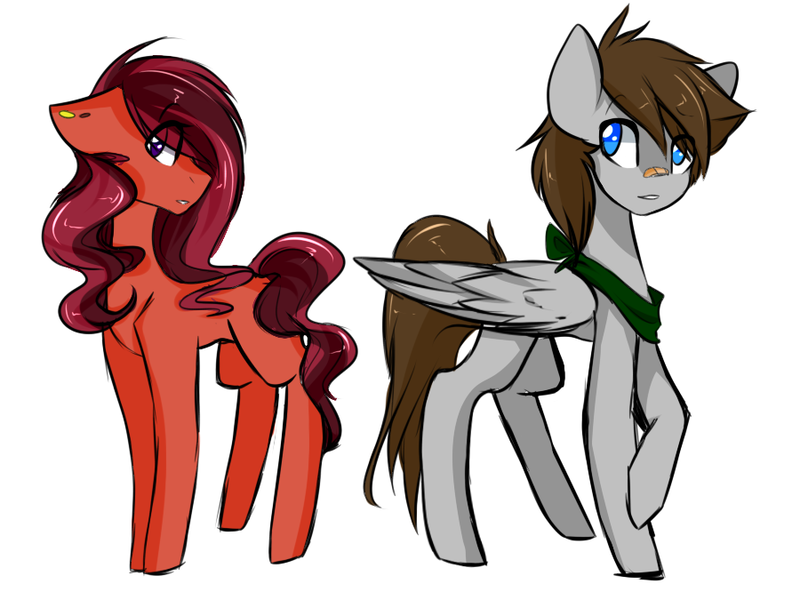 Size: 900x666 | Tagged: safe, artist:avimod, derpibooru import, oc, oc:ceiji, oc:fuselight, unofficial characters only, earth pony, pegasus, pony, female, male, mare, simple background, stallion, white background