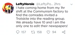 Size: 1078x507 | Tagged: communism, derpibooru import, meta, newspaper, oc, oc:lefty pony, parody, safe, socialism, text, text only, trotsky, twit parody, twitter