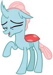 Size: 3495x4912 | Tagged: artist:andoanimalia, changedling, changeling, cute, derpibooru import, diaocelles, eyes closed, female, giggling, ocellus, open mouth, raised hoof, safe, school daze, simple background, solo, transparent background, vector