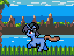 Size: 256x192 | Tagged: safe, artist:bitassembly, derpibooru import, oc, oc:shadow strike, unofficial characters only, unicorn, animated, gif, green hill zone, image, monkey tail, palm tree, pixel art, running, solo, sonic the hedgehog, sonic the hedgehog (series), spin dash, tree