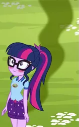 Size: 377x600 | Tagged: safe, artist:thedarkpony, derpibooru import, edit, edited screencap, screencap, sci-twi, twilight sparkle, equestria girls, legend of everfree, blushing, clothes, cropped, fart, fart edit, female, shorts, smelly, twilight fartle, visible stench