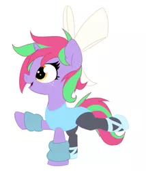 Size: 699x816 | Tagged: safe, artist:permpony, derpibooru import, oc, oc:susie supreme, unofficial characters only, pony, unicorn, ballerina, ballet slippers, bow, clothes, ear freckles, female, filly, freckles, hair bow, leg warmers, leotard, open mouth, simple background, smiling, solo, white background
