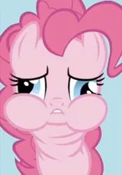 Size: 828x1189 | Tagged: safe, derpibooru import, screencap, pinkie pie, earth pony, pony, read it and weep, cropped, derp, faic, puffy cheeks, solo