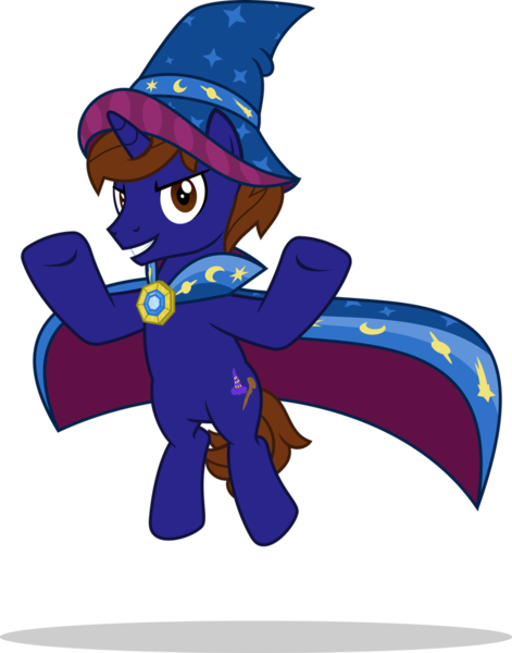 Size: 800x1019 | Tagged: safe, artist:mlp-trailgrazer, artist:xaldinwolfgang, derpibooru import, oc, oc:xaldin wolfgang, pony, unicorn, .svg available, brooch, cape, cloak, clothes, flying, hat, solo, svg, vector, wizard, wizard hat, wizard robe