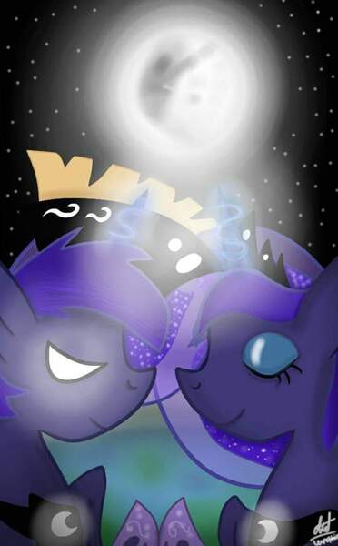 Size: 720x1160 | Tagged: alicorn, artist:lunatia_elsa, dark, derpibooru import, digital art, love, lunartemis, moon, prince artemis, princess luna, rule 63, safe, self ponidox, shipping