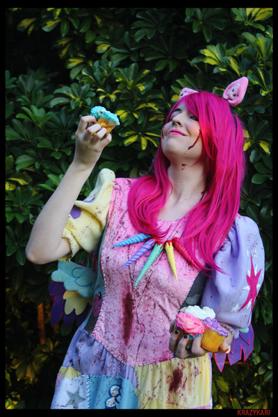 Size: 3456x5184 | Tagged: artist:krazykari, clothes, cosplay, costume, cupcake, derpibooru import, fanfic:cupcakes, food, human, irl, irl human, photo, pinkie pie, safe, solo