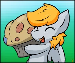 Size: 742x618 | Tagged: safe, artist:zutcha, derpibooru import, derpy hooves, pegasus, pony, female, food, giant plushie, muffin, plushie, solo