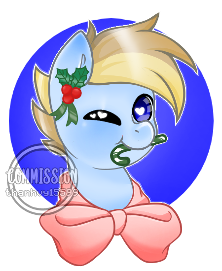 Size: 450x550 | Tagged: safe, artist:thanhvy15599, derpibooru import, part of a set, oc, unofficial characters only, pony, blue eyes, bow, candy, candy cane, commission, cute, food, heart eyes, holly, male, mouth hold, one eye closed, simple background, transparent background, wingding eyes, wink, winking at you, ych result