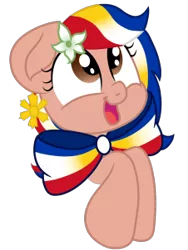 Size: 226x301 | Tagged: safe, artist:swivel starsong, artist:xxxdavid09xxx, derpibooru import, part of a set, oc, oc:pearl shine, ponified, unofficial characters only, pegasus, pony, project seaponycon, be the gift, bowtie, cute, female, flower, mare, nation ponies, philippines, simple background, solo, transparent background