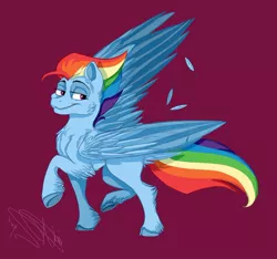 Size: 1024x959 | Tagged: safe, artist:pob-dawg, derpibooru import, rainbow dash, pegasus, pony, leak, spoiler:g5, female, g5, hooves, mare, rainbow dash (g5), redesign, simple background, wings