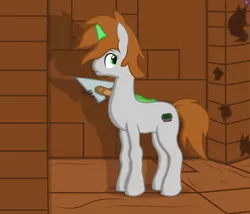 Size: 3447x2952 | Tagged: safe, artist:terminalhash, derpibooru import, oc, oc:littlepip, pony, unicorn, fallout equestria, fanfic, fallout, fallout 2, fanfic art, female, glowing horn, hooves, horn, levitation, magic, mare, solo, telekinesis, vector