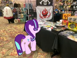 Size: 4032x3024 | Tagged: safe, derpibooru import, photographer:undeadponysoldier, starlight glimmer, human, pony, unicorn, augmented reality, convention, dealer room, female, gameloft, ichibancon, irl, irl human, mare, photo, ponies in real life, question mark block, super mario bros.