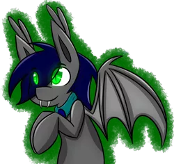 Size: 2319x2189 | Tagged: safe, artist:askhypnoswirl, derpibooru import, oc, oc:waterpony, unofficial characters only, bat pony, bandana, fangs, simple background, smiling, sneaking, solo, transparent background