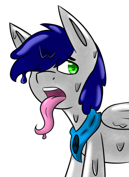 Size: 1863x2555 | Tagged: safe, artist:askhypnoswirl, derpibooru import, oc, oc:waterpony, unofficial characters only, goo, goo pony, original species, pegasus, bandana, long tongue, open mouth, simple background, solo, tongue out, transparent background