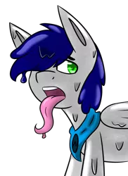 Size: 1863x2555 | Tagged: safe, artist:askhypnoswirl, derpibooru import, oc, oc:waterpony, unofficial characters only, goo, goo pony, original species, pegasus, bandana, long tongue, open mouth, simple background, solo, tongue out, transparent background