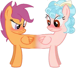 Size: 616x570 | Tagged: safe, derpibooru import, cozy glow, scootaloo, pegasus, pony, blushing, catdog, conjoined, cozyloo, cozyloo (fusion), female, filly, foal, fusion, lesbian, pushmi-pullyu, shipping, simple background, transparent background, wings