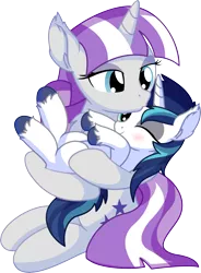 Size: 5618x7617 | Tagged: safe, artist:cyanlightning, derpibooru import, shining armor, twilight velvet, pony, unicorn, .svg available, absurd resolution, blushing, chest fluff, colt, colt shining armor, cute, daaaaaaaaaaaw, duo, ear fluff, female, forehead kiss, holding a pony, kissing, male, mare, mother and child, mother and son, one eye closed, shining adorable, simple background, smiling, transparent background, vector, weapons-grade cute, younger