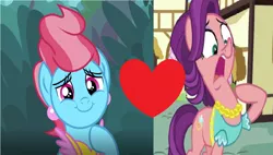 Size: 1200x680 | Tagged: crusaders of the lost mark, cup cake, derpibooru import, edit, edited screencap, female, heart, infidelity, lesbian, safe, screencap, shipping, shipping domino, spoiledcake, spoiled rich, the big mac question