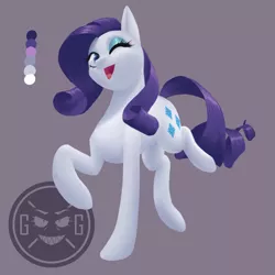 Size: 1080x1080 | Tagged: safe, artist:graphic-ginger, derpibooru import, rarity, pony, unicorn, cute, cutie mark, female, looking at you, mare, one eye closed, one layer, open mouth, purple background, raised hoof, raribetes, reference sheet, simple background, solo