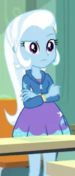 Size: 258x606 | Tagged: safe, derpibooru import, screencap, trixie, a little birdie told me, equestria girls, equestria girls series, cropped, crossed arms, female, solo