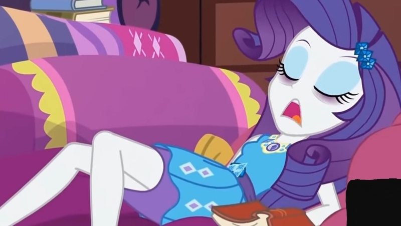 Size: 834x470 | Tagged: safe, derpibooru import, rarity, equestria girls, equestria girls series, holidays unwrapped, spoiler:eqg series (season 2), blizzard or bust, cropped, eyes closed, eyeshadow, makeup, open mouth, pencil skirt, sleeping, snoring, teeth, zoomed in