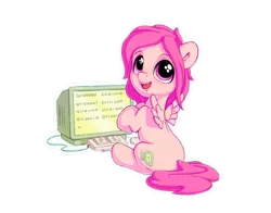 Size: 1400x1100 | Tagged: artist:bobdude0, binary, binary keyboard, computer, computer screen, derpibooru import, oc, oc:peach hack, pegasus, safe, simple background, solo, transparent background, unofficial characters only