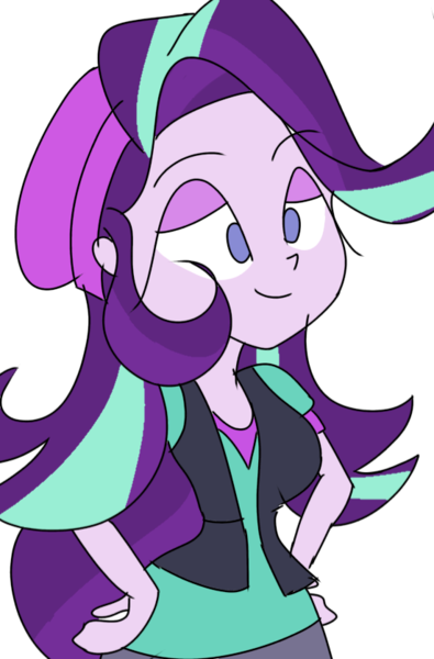 Size: 551x837 | Tagged: safe, artist:treble clefé, derpibooru import, starlight glimmer, equestria girls, mirror magic, spoiler:eqg specials, hands on hip, hat, simple background, solo, transparent background