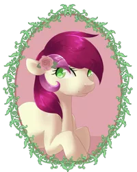Size: 1024x1280 | Tagged: safe, artist:rue-willings, derpibooru import, roseluck, earth pony, pony, colored pupils, cute, cuteluck, eye clipping through hair, eyebrows visible through hair, female, flower, flower in hair, mare, simple background, solo, transparent background