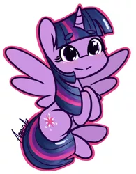 Size: 1280x1637 | Tagged: safe, artist:lilliesinthegarden, derpibooru import, twilight sparkle, twilight sparkle (alicorn), alicorn, pony, beanbrows, chibi, cute, eyebrows, female, heart eyes, hooves to the chest, mare, simple background, solo, spread wings, twiabetes, white background, wingding eyes, wings