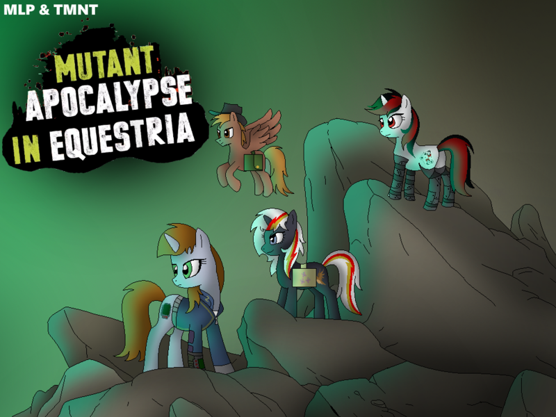 Size: 1024x768 | Tagged: safe, artist:mlptmntdisneykauane, derpibooru import, oc, oc:blackjack, oc:calamity, oc:littlepip, oc:velvet remedy, cyborg, pegasus, pony, unicorn, fallout equestria, fallout equestria: project horizons, fanfic, augmented, bag, clothes, cowboy hat, cyber legs, dashite, fanfic art, female, fluttershy medical saddlebag, flying, hat, hooves, horn, male, mare, medical saddlebag, pipbuck, rock, saddle bag, spread wings, stallion, text, vault suit, wings